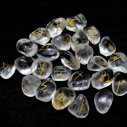 Natural Clear Quartz Rune Set