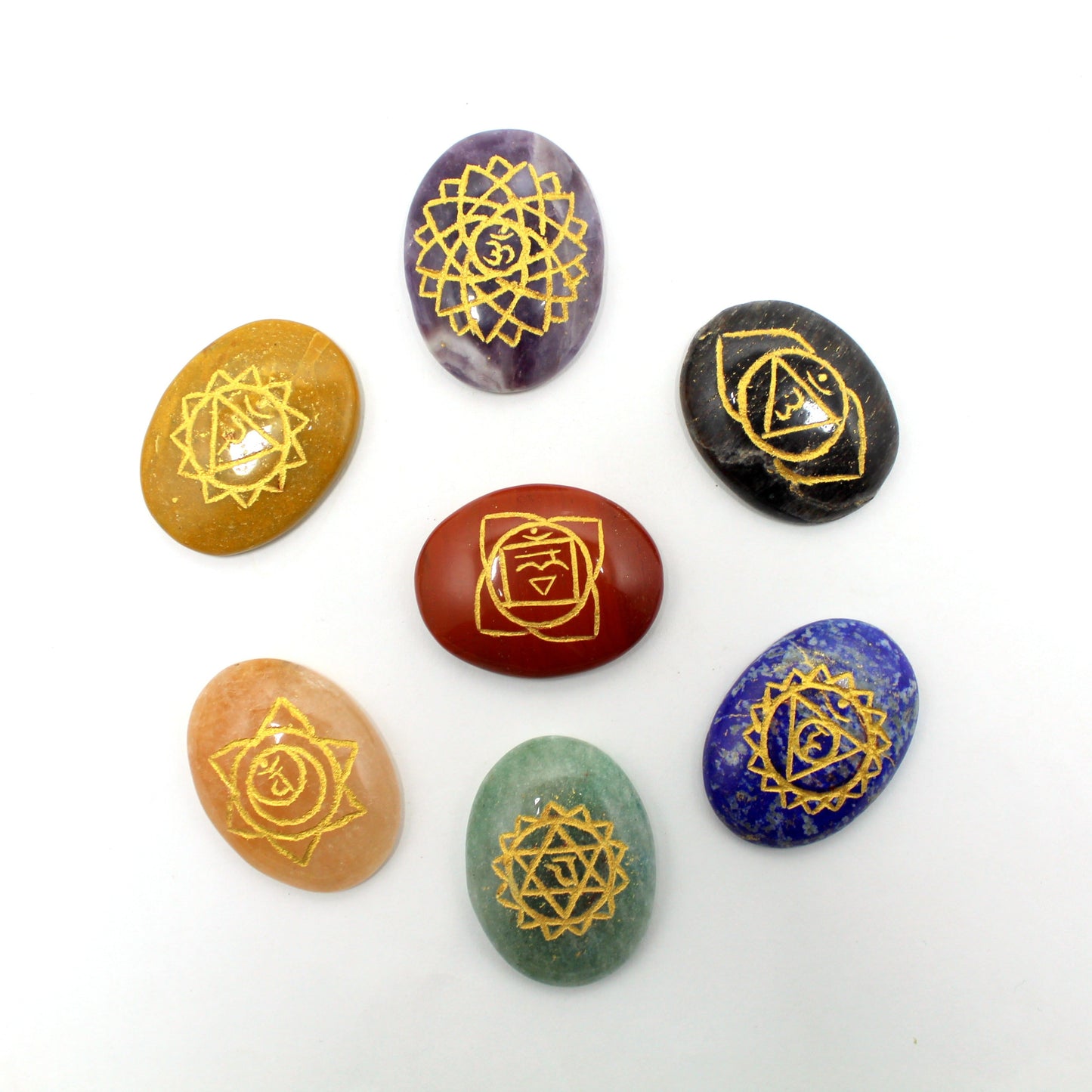 Natural 7 Chakra Oval Palm Stone