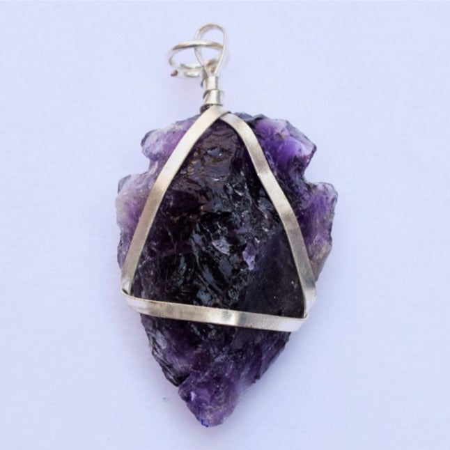 Natural Amethyst Arrowhead Pendant