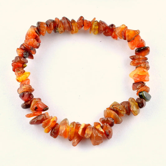 Natural Carnelian Elastic Stretchable Chip Bracelet